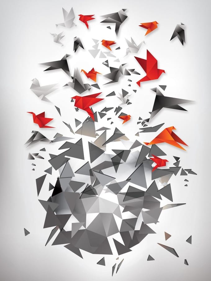 Free Origami Birds Photo Wallcovering