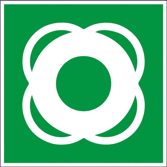 Reddingsboei bord - kunststof - E040 100 x 100 mm