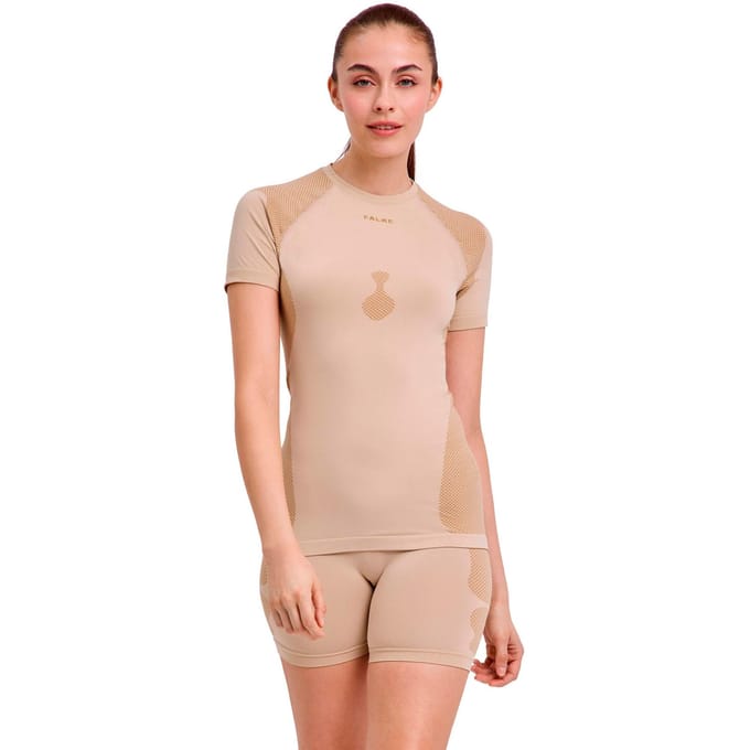 FALKE Warm Trend Shortsleeved sneldrogend functioneel materiaal functioneel shirt met korte mouwen dames beige - maat L