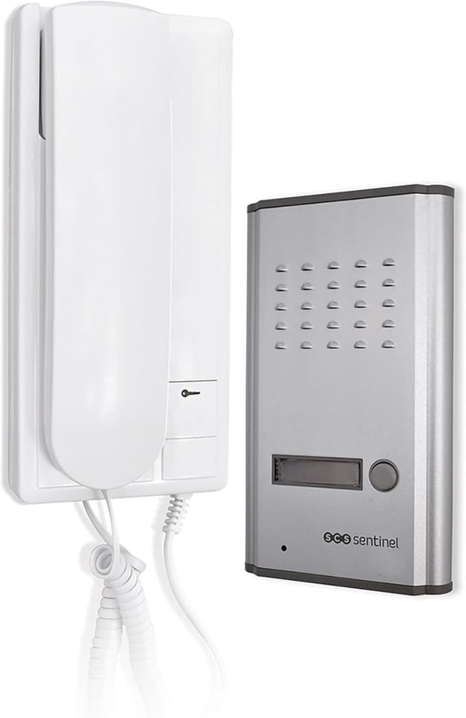Intercom Installatieset - Audio Deurset - Toegang Beveiligen - Twee Draads Systeem - Inbouw Model - Wit Grijs