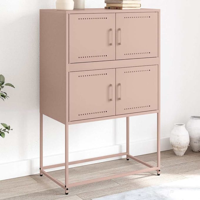 vidaXL - Dressoir - 68,5x38,5x107 - cm - staal - roze