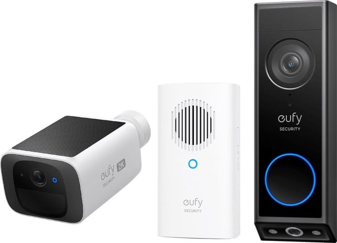 eufy security E340 2K Draadloze Video Deurbel Inclusief Chime + eufy security SoloCam S220 - Bundelvoordeel