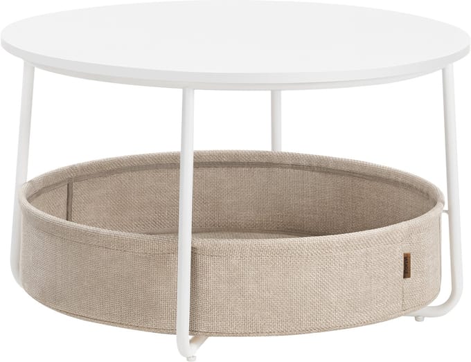 MAZAZU - Salontafel - Met mand - Rond - Wit - 75x45