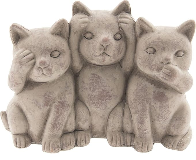 Clayre & Eef Decoratie Kat 22x10x16 cm Grijs Terracotta