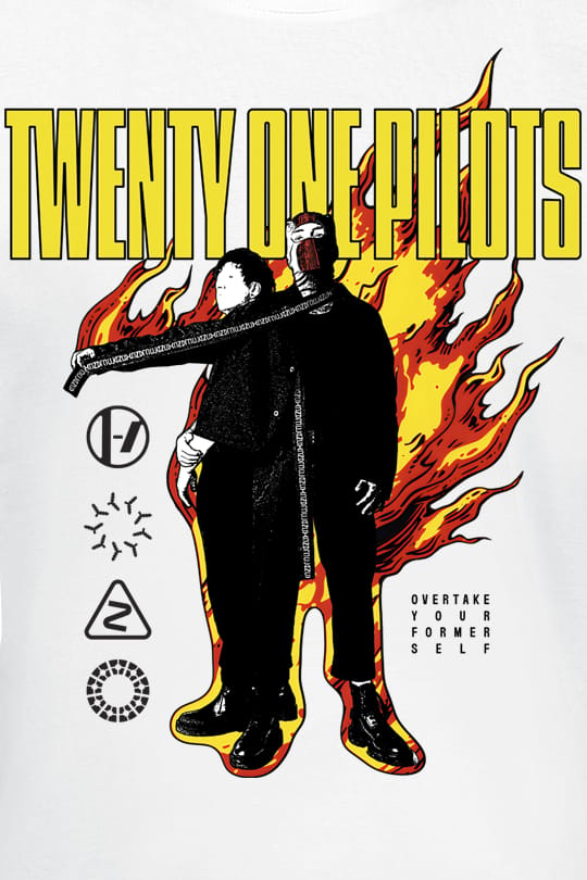 Twenty One Pilots T-shirt - On Fire - S tot XXL - voor Mannen - wit