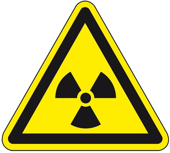 Waarschuwingssticker radioactieve stoffen - ISO 7010 - W003 200 mm