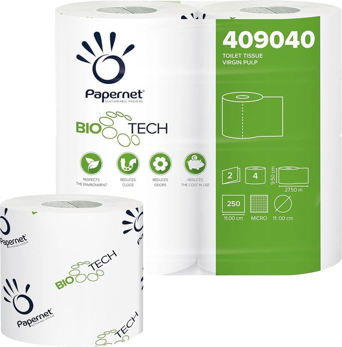 Biologisch afbreekbaar toiletpapier 2-laags, voordeelverpakking 24 rollen