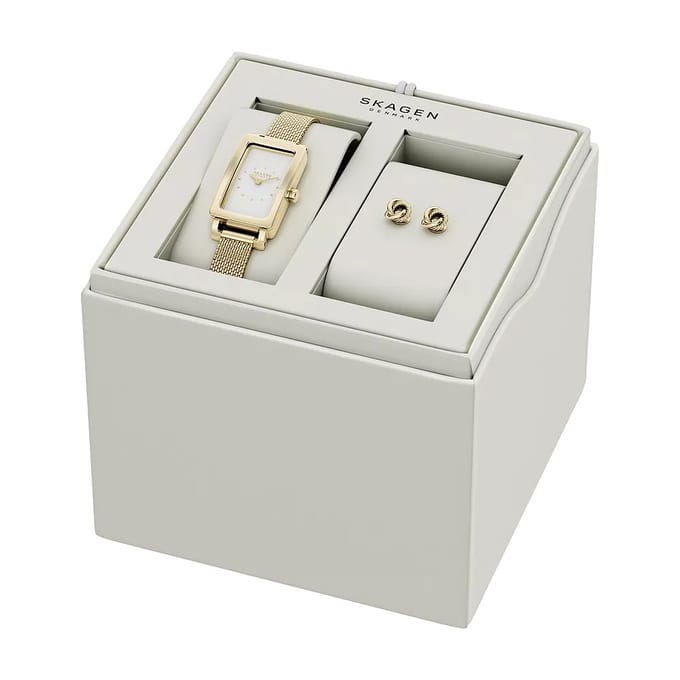Skagen Vrouwen Horloge geschenkset 30 mm Goudkleurig
