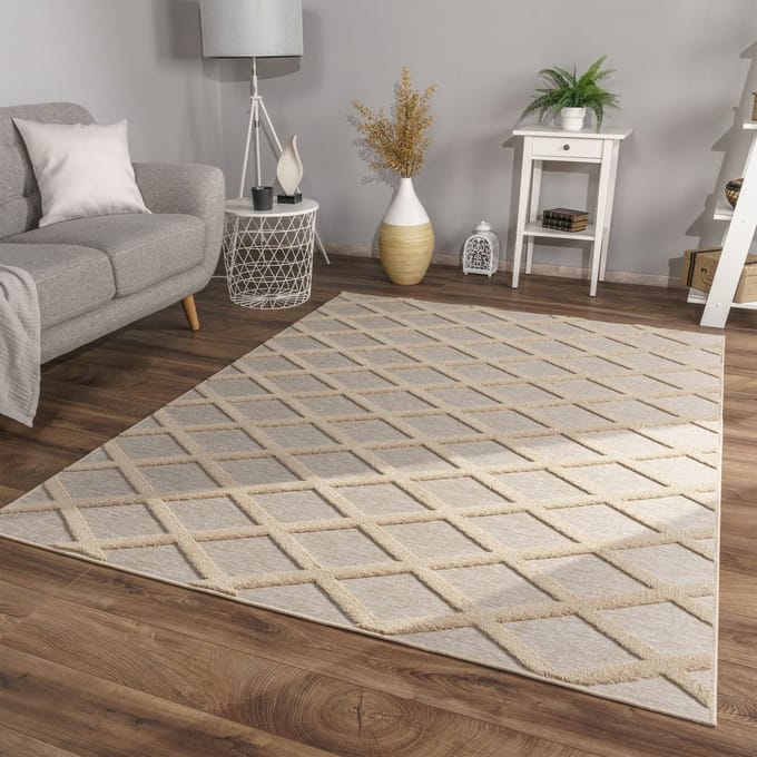 Woonkamertapijt eetkamer kortpolig Scandinavisch 160 x 220 cm Rechthoek 160 x 220 cm Rechthoek beige
