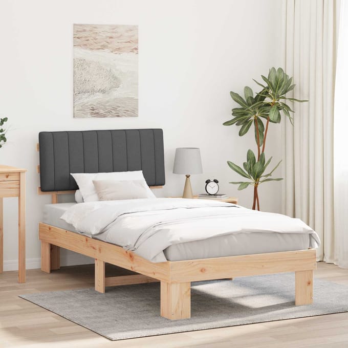 vidaXL - Bedframe - met - Gevoerde - Hoofdbord - Donkergrijs - 100 - x - 200 - cm