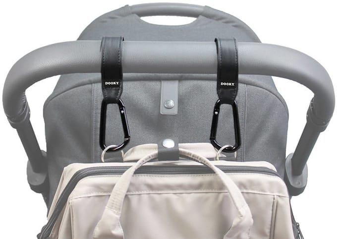 Dooky Buggy/Kinderwagen Haak klein 2 stuks - Zwart