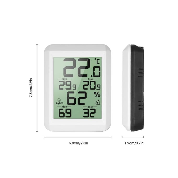 Mini thermomètre et hygromètre d'intérieur numérique LCD avec moniteur de température et d'humidité en °C/°F gray