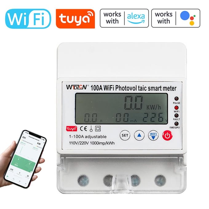 Tuya WiFi Intelligente fotovoltaïsche meterbreker Timer Multifunctioneel zonne-bidirectioneel uur wit