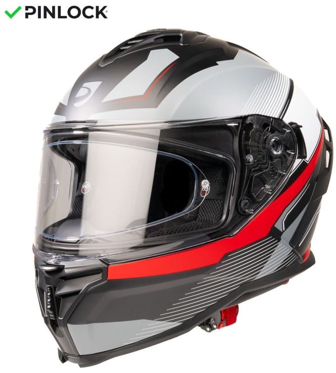 MOTOBLOUZ HYPERION LUX Integraalhelm - ECE 22.06 gekeurde Helm Scooter, Motor & Brommer - Heren & Dames - Zwart/Wit/Rood - M