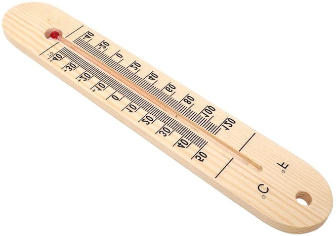 Binnen Buiten Thermometer - Houten Frame Sensor - Temperatuur Meten - Groot Digitaal Display - 265 cm - Houtkleur