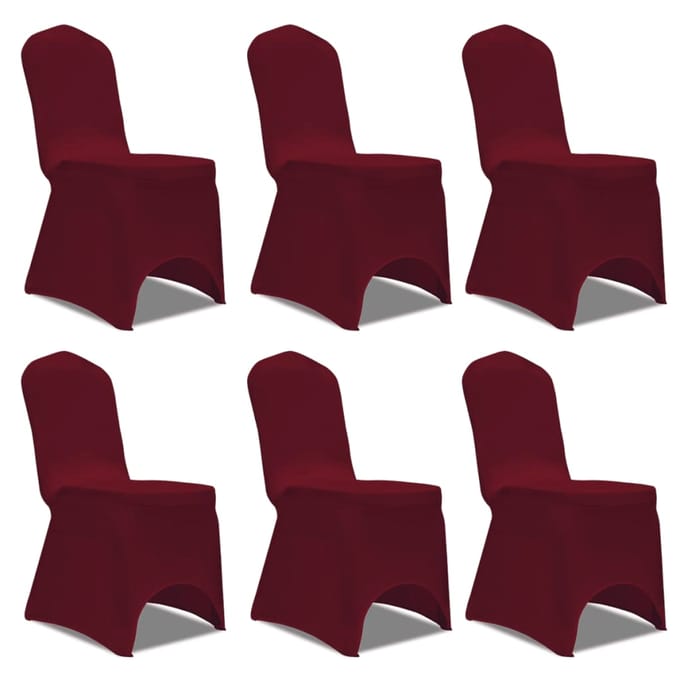 vidaXL - Stoelhoes - Stretch - Bordeauxrood - (6 - stuks)