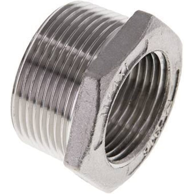 1 1/4'' NPT x 1'' NPT M/F RVS Verloopring 16 Bar