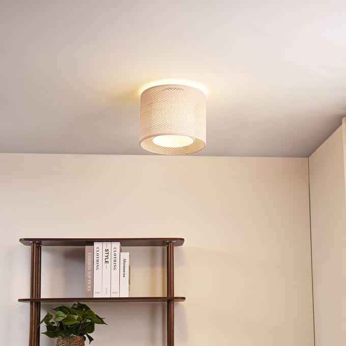 Lindby - plafondlamp - 1licht - PVC, textiel, kunststof - H: 22 cm - E27 - beige