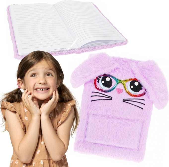 Pluche Dagboek/Notitieboek Roze Konijn, Gelijnd A5