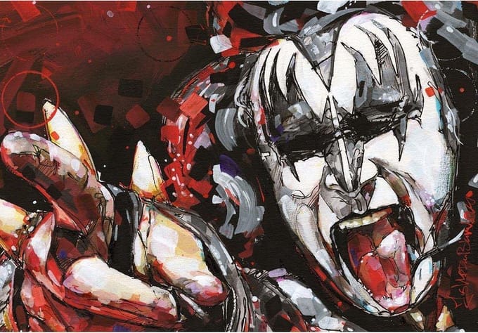 Passionforart.eu Poster - Kiss Gene Simmons - 40 X 30 Cm - Multicolor