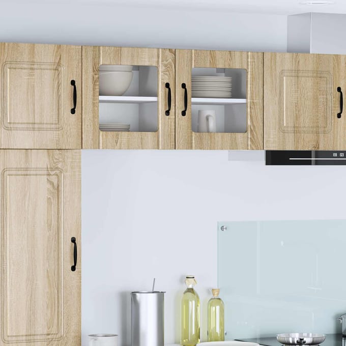 vidaXL - Wandglas - Kasten - LUCCA - 2 - st - Sonoma - Eiken - Bewerkt - hout
