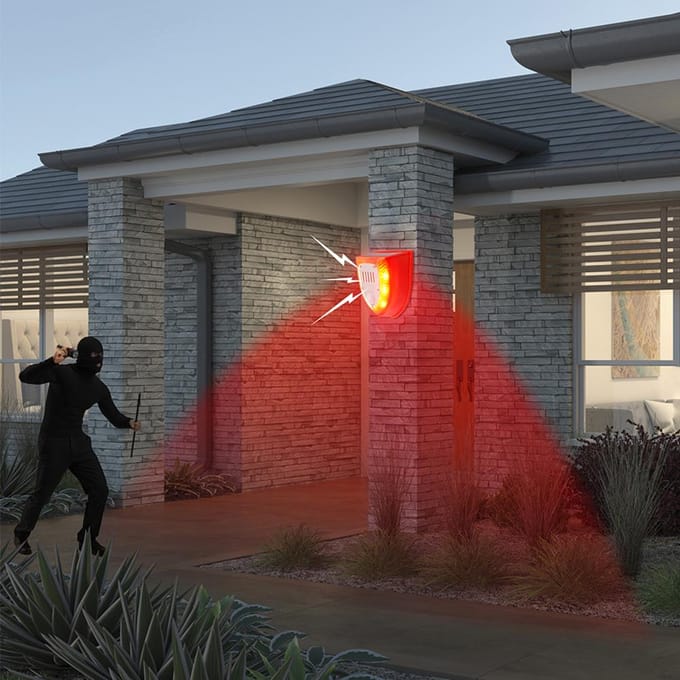 Zonne-stroboscoop met PIR-bewegingssensor Alarm Getimede inductie van het menselijk lichaam Infrarood alarmlicht 1Pcs rood