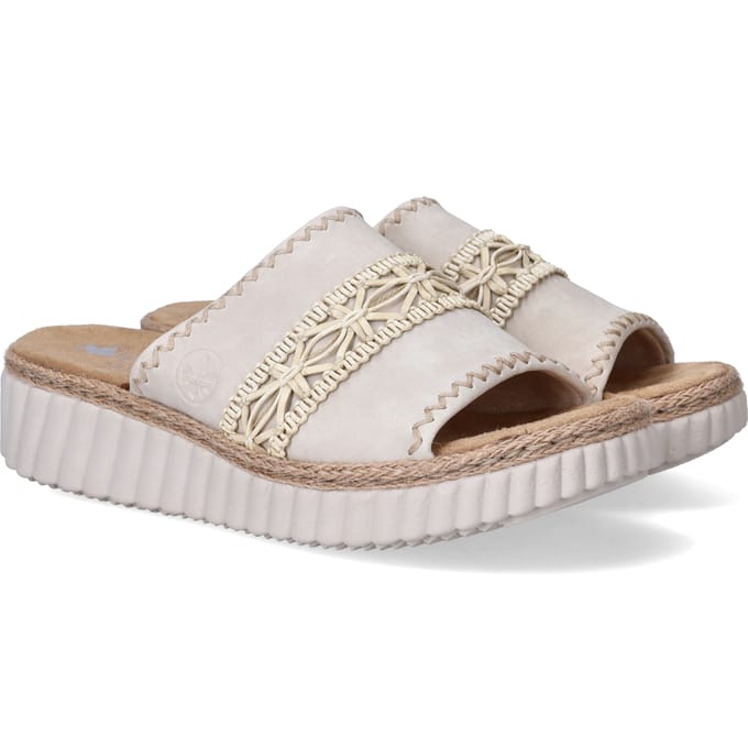 Rieker Slippers beige Textiel - Maat 41