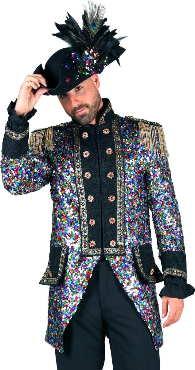 Carnavalsjas Heren - Sequinmaster - Carnaval - Verkleedkleren Mannen - Mix Van Kleuren - Luxe - Maat S