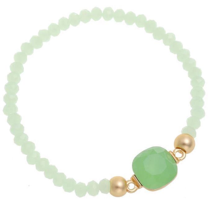 Behave - elastische armband - lichtgroen glaskraal - fris zomeraccent
