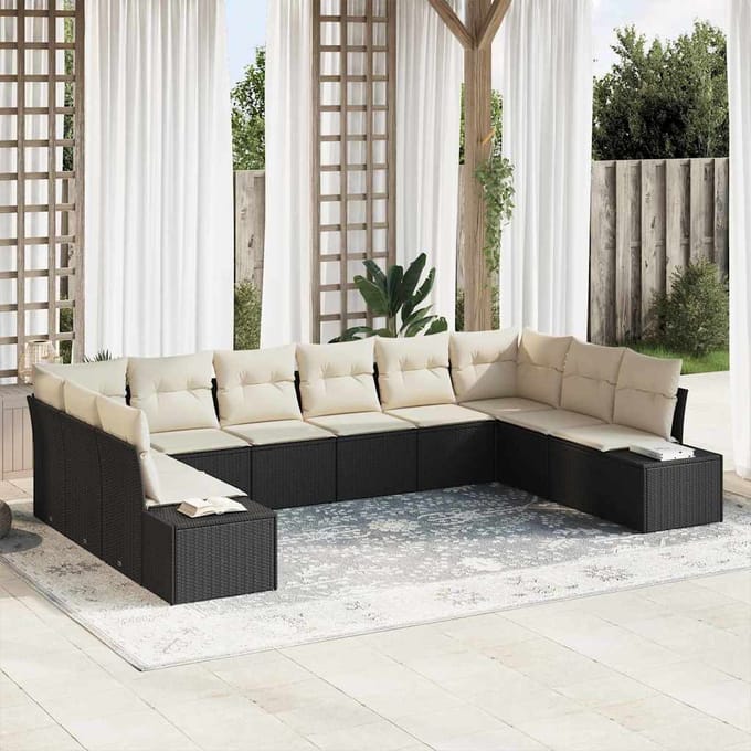 vidaXL Tuin Sofa Set 10 st Zwart poly rattan