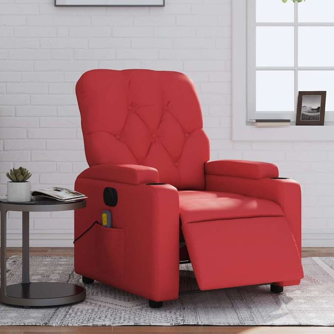 vidaXL - Massagestoel - verstelbaar - elektrisch - kunstleer - rood