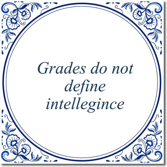 Tegeltje met standaard - Grades do not define intellegince