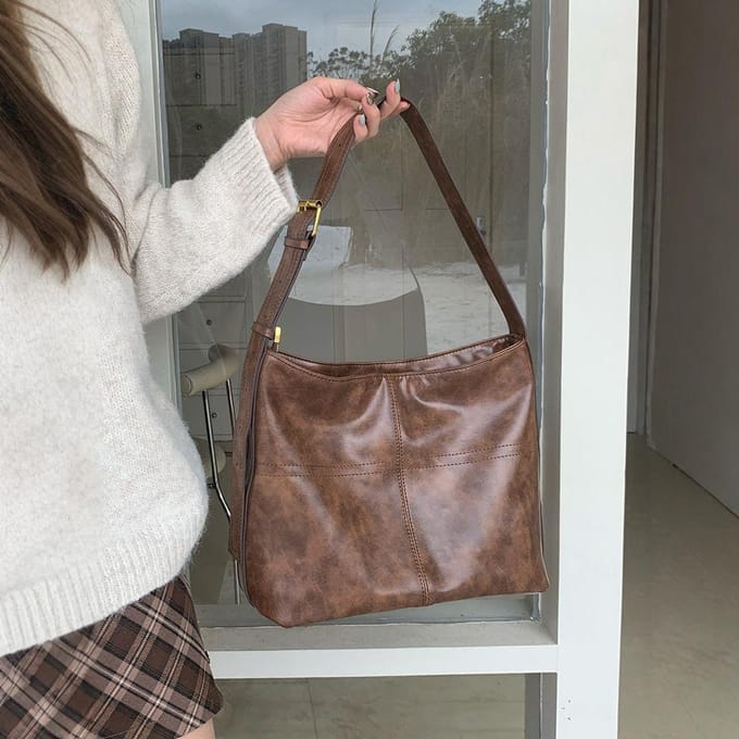 Grand Sac Fourre-tout Vintage pour Navetteur Automne/hiver Décontracté Sac Bandoulière Croisé Mon Épaule pour Femmes gray