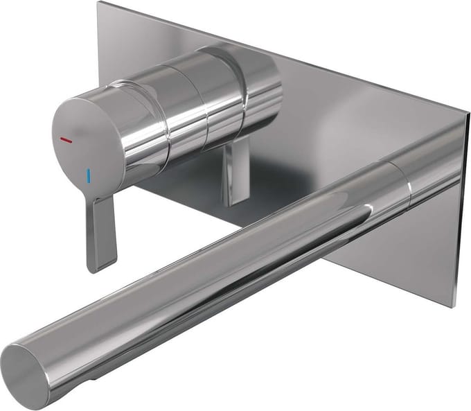 Brauer Chrome Edition inbouw wastafelmengkraan met rechte uitloop en afdekplaat model E2 chroom