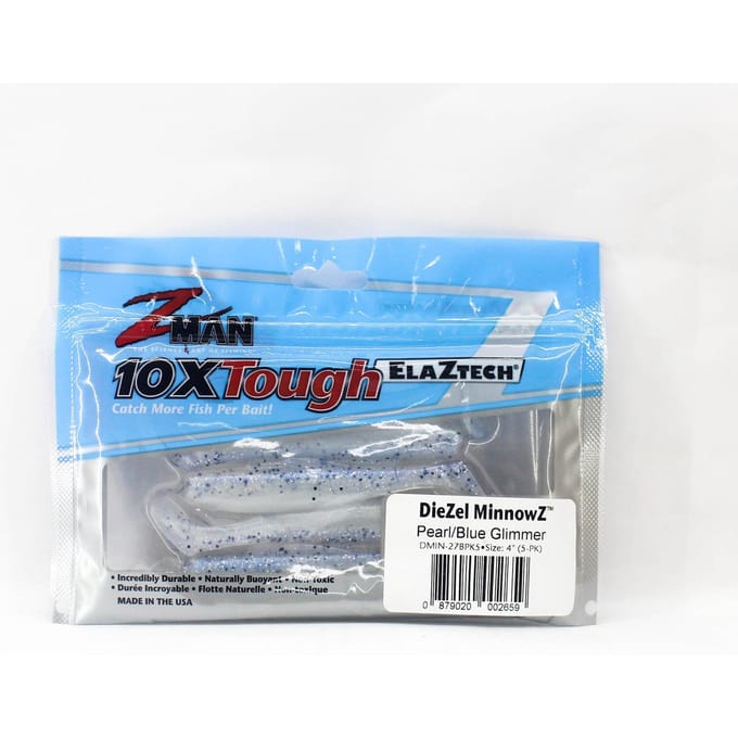 Zman zacht kunstaas Diezel MinnowZ 4 Inch 5/Pack Pearl Blue Glimmer (2659)