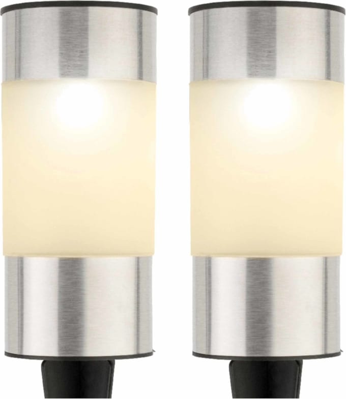 8x decoris solar prikspot - zilver - 14 cm - tuinverlichting - zonne-energie