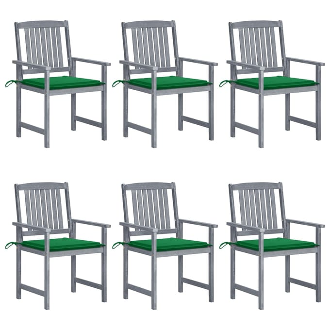 vidaXL - Tuinstoelen - 6 - st - met - kussens - massief - acaciahout - grijs