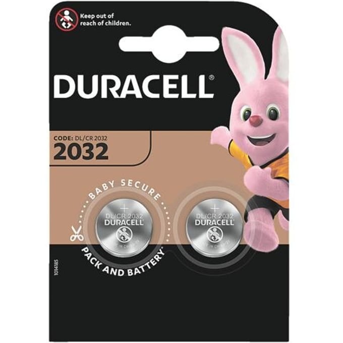 Knoopcellen Duracell CR2032, Lithium, 3 V, 170 mAh, Ø 20 x H 2,5 mm, 2 stuks