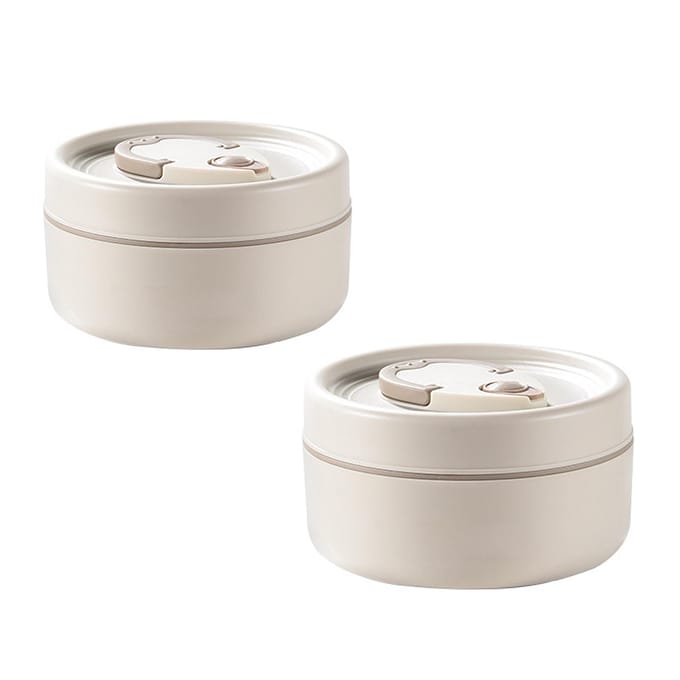 2 stuks Thermische Bento Lunchbox Set Draagbare Geïsoleerde Lunchcontainers met Thermische Tas voor School white