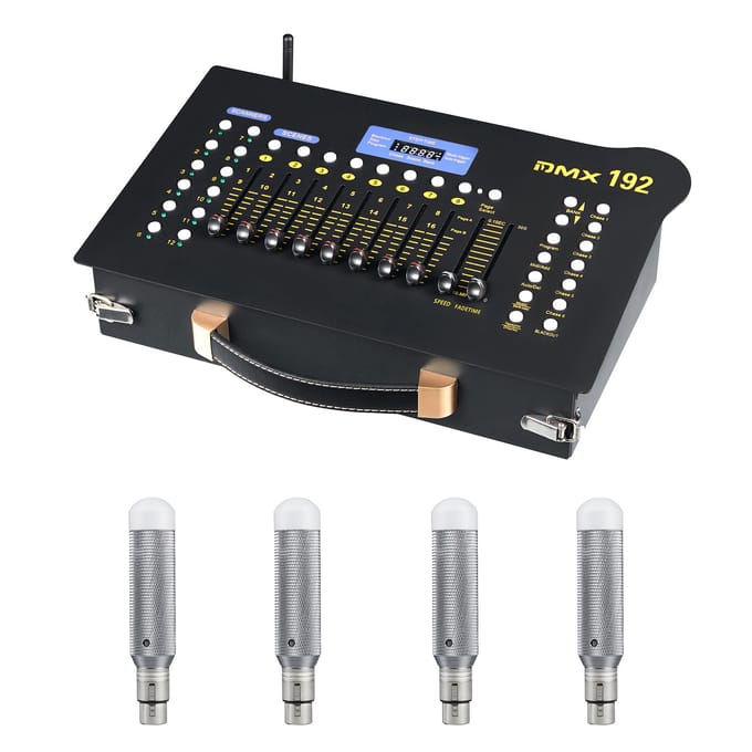 Console de contrôle DMX 192 portable pour éclairage de scène, fête, bar 1 controller 4 Non Battery Receiver UK Plug
