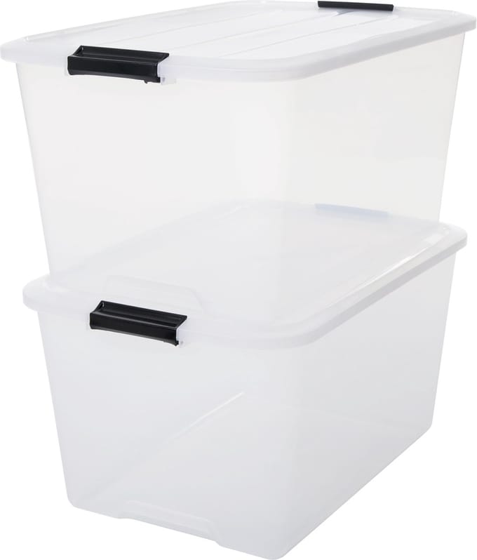 IRIS Topbox Opbergbox - 45L - Kunststof - Transparant - Set van 2