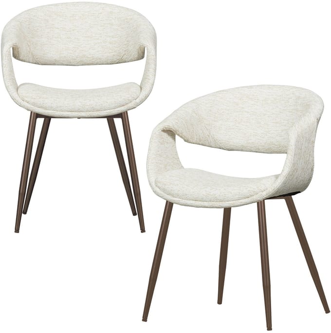 WOOOD Yossi Eetkamerstoelen Metalen Koper Poot - Naturel - Set van 2