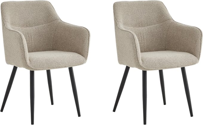 Colenis® - City Eetkamerstoel - Set Van 2 - Beige - Bouclé Stof - Industrieel