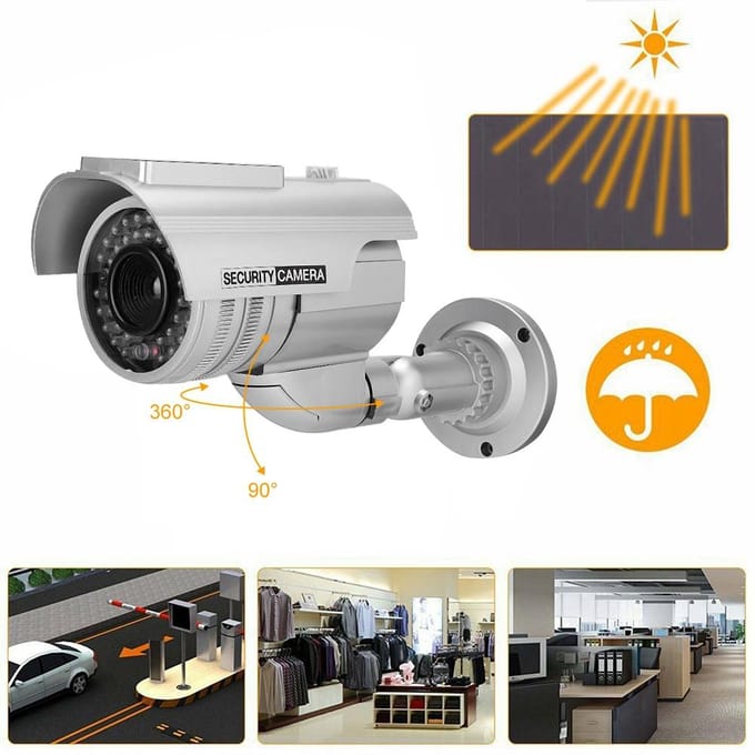 Zonne-energie Dummy Nep Beveiligingscamera Bullet Vorm LED Simulatie Monitor