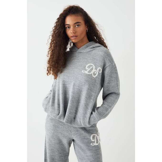 Dames DSGN Studio Gebreide Oversized Hoodie | Grey Marl | Maat: Medium