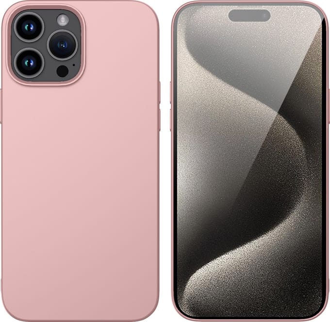 Hoesje Geschikt voor iPhone 15 Pro – Liquid siliconen Backcover – Pink Sand