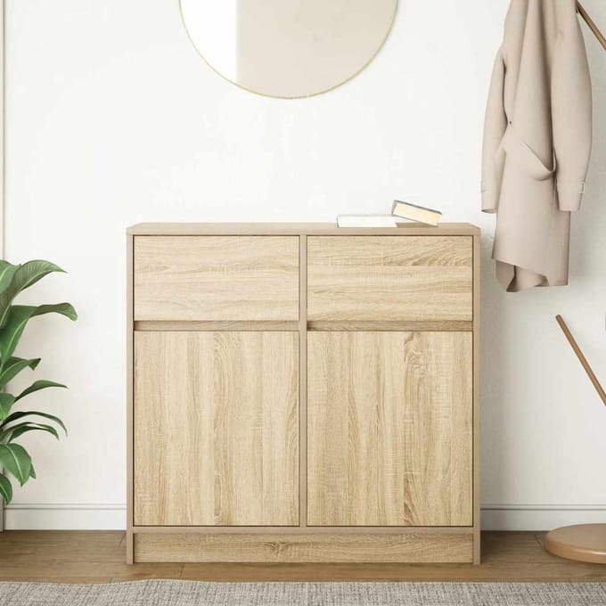 vidaXL - Dressoir - met - lade - 80x34x76 - cm - spaanplaat - sonoma - eikenkleurig