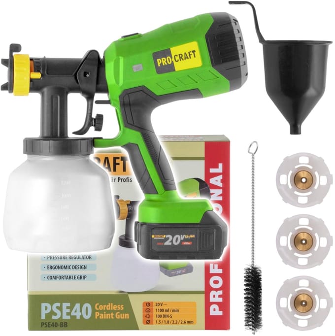 Procraft PSE40bb accu-verfspuitpistool 20 V Solo - zonder accu, zonder oplader