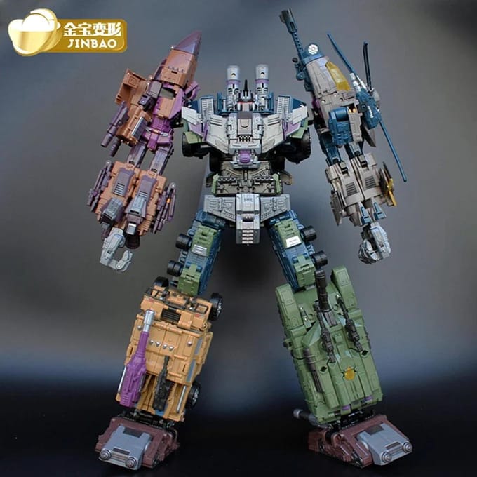 Jinbao Oversized Bruticus Warbotron Onslaught Brawl Swindle Blast Off MMC PREDAKING Figuur Transformeerbare Robot Duurzaam Speelgoed