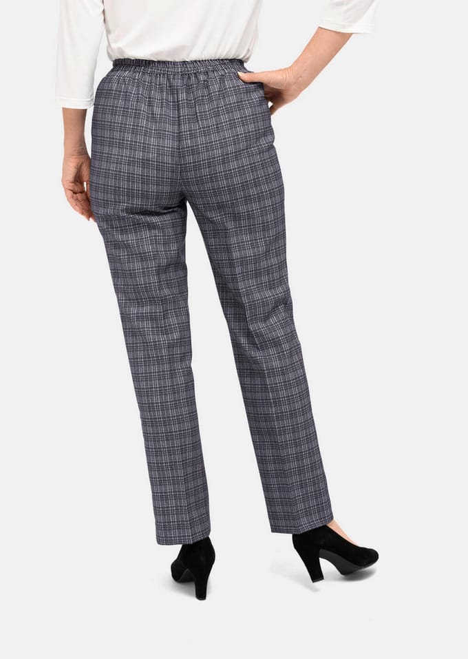 Geruite broek CARLA met biesjes - grijs - Gr. 21 van Goldner Fashion